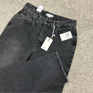 Good American Jeans 90s Icon Straight High Rise Size 4/27 Black 33” Inseam New